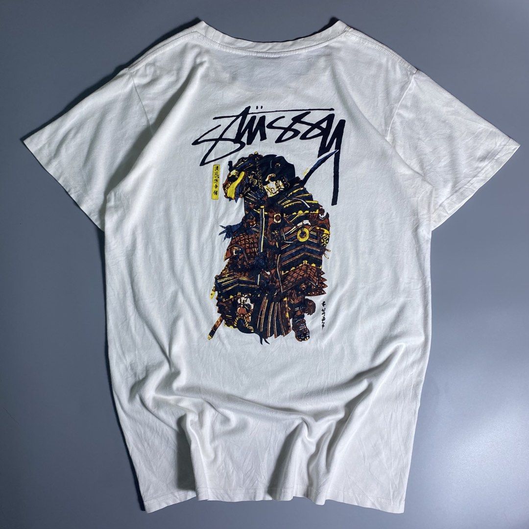 Stussy Samurai Tee (Authentic) (Category: Tshirts & Polo Shirts ) located in Manila. Submitted by knives.finds (Listing ID 1459676675, Image 1). Description: Stussy 20 x 28 Issue: Needs wash, Minimal cracks (Unnoticeable) 700.