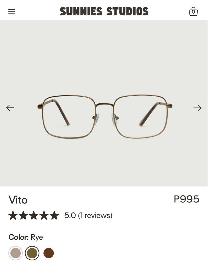 Sunnies Studios Vito Eyeglasses - Rye Color (Category: Sunglasses & Eyewear) located in Binan City. Submitted by wornbygwen (Listing ID 1459520127, Image 3). Description: - Bundle of 2 eyeglasses - Top pair: Sunnies Studios Vito in Rye (gold frame, tortoise shell arms) - Bottom pair: EO Round metal frame .