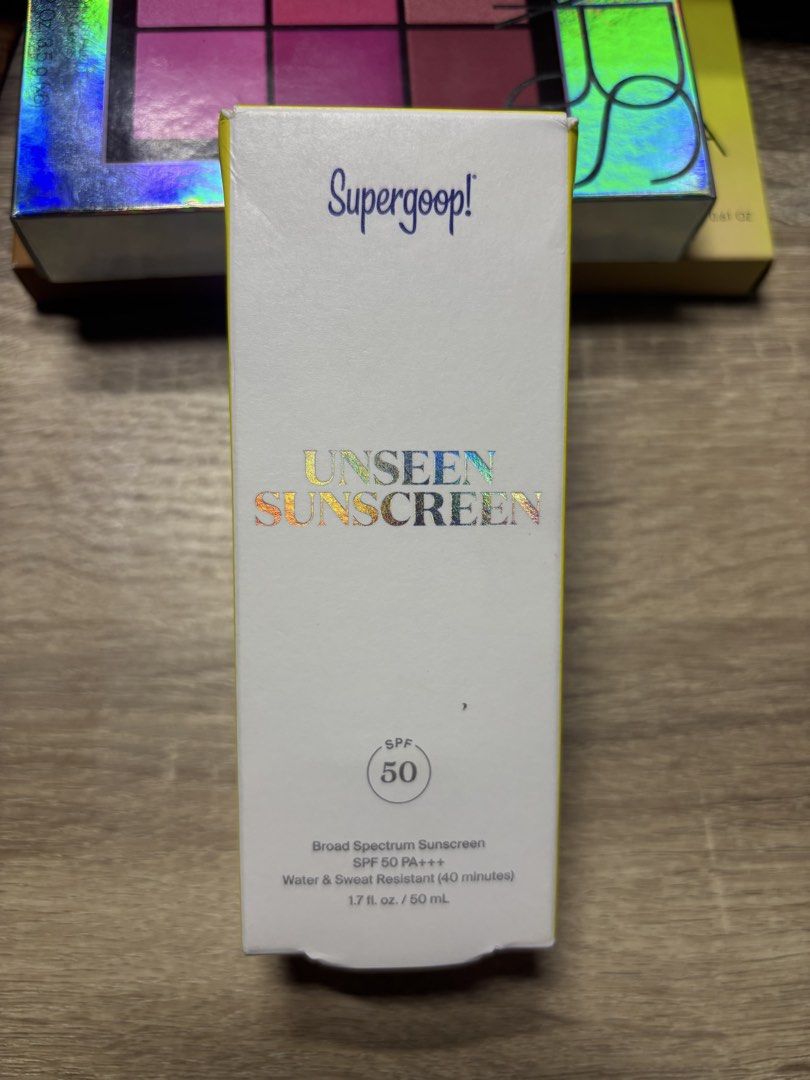 Supergoop! Unseen Sunscreen SPF 50 PA++++ (Category: Face Care) located in Davao. Submitted by mielle_888 (Listing ID 1459588239, Image 1). Description: ‼️Brand New‼️ Supergoop! Unseen Sunscreen - SPF 50 PA++++ Broad Spectrum Protection - Water & Sweat Resistant - Size: 1.7 fl. oz. / 50 mL - Comes with original box - Twist-off cap.