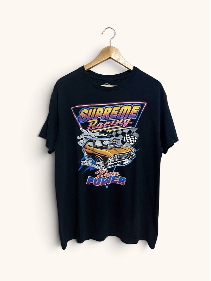 Supreme Racing Pure Power Car Tee - Large (Category: Tshirts & Polo Shirts ) located in Bacoor. Submitted by Dakilang_Basurero (Listing ID 1459492119, Image 1). Description: Kung wala ka pang budget pambili ng nga Nascar AOP shirts, dito ka muna Vibrant popping colors Large on tag 21x28.5 No issue Loc: Bacoor Cavite.