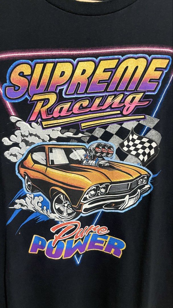Supreme Racing Pure Power Car Tee - Large (Category: Tshirts & Polo Shirts ) located in Bacoor. Submitted by Dakilang_Basurero (Listing ID 1459492119, Image 2). Description: Kung wala ka pang budget pambili ng nga Nascar AOP shirts, dito ka muna Vibrant popping colors Large on tag 21x28.5 No issue Loc: Bacoor Cavite.