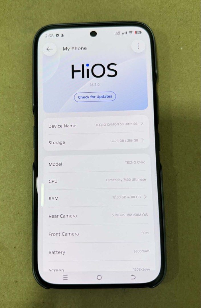 TECNO CAMON 50 ULTRA 5g (Category: Android Others) located in Rizal. Submitted by luhla (Listing ID 1459627104, Image 2). Description: Almost brand new, Makinis Wala lang tempered. Inclusions box and charger Also open for meet up Rfs: Seldom use .