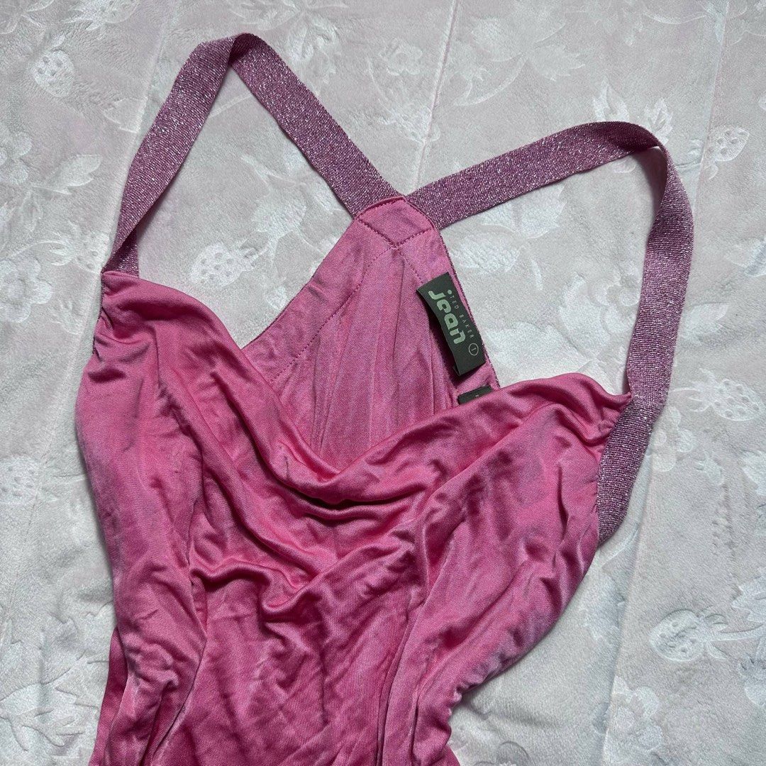 TED BAKER Pink Glitter y2k Strap Top (Category: Sleeveless) located in San Fernando. Submitted by rianne_von (Listing ID 1459605809, Image 3). Description: W: 12 in L: 17 in info: ✧ vibrant pink fitted top w/ soft ruched detailing throughout ✧ sparkly metallic straps w/ statement cross-back design + Ted Baker hardware detail ✧ excellent thrifted condition; no holes, stains, or major flaws observed ✧ color may vary slightly due to lighting.