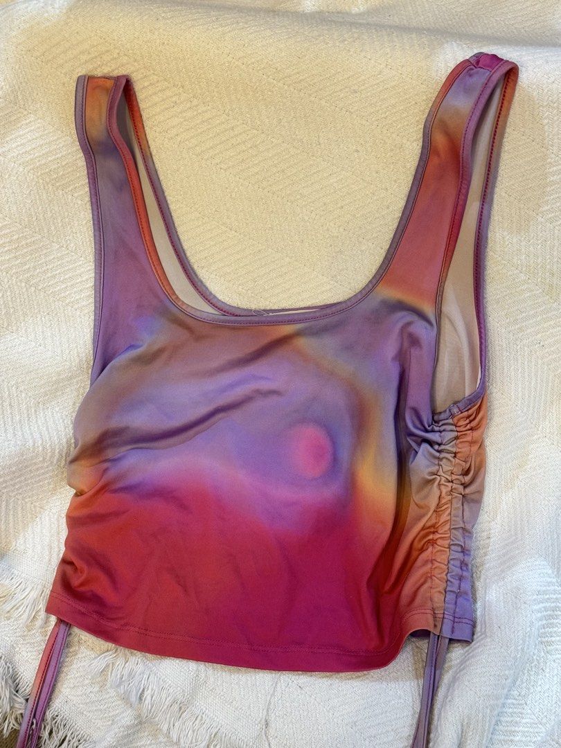 TERRANOVA Tie-Dye Ruched Tank Top Size M (Category: Sleeveless) located in Abucay. Submitted by eripami (Listing ID 1459603145, Image 1). Description: - Terranova tie-dye tank top - Vibrant pink, purple, and orange colorway - Ruched side detail with adjustable drawstring - Estimated size: Medium - Ideal for casual wear or layering.