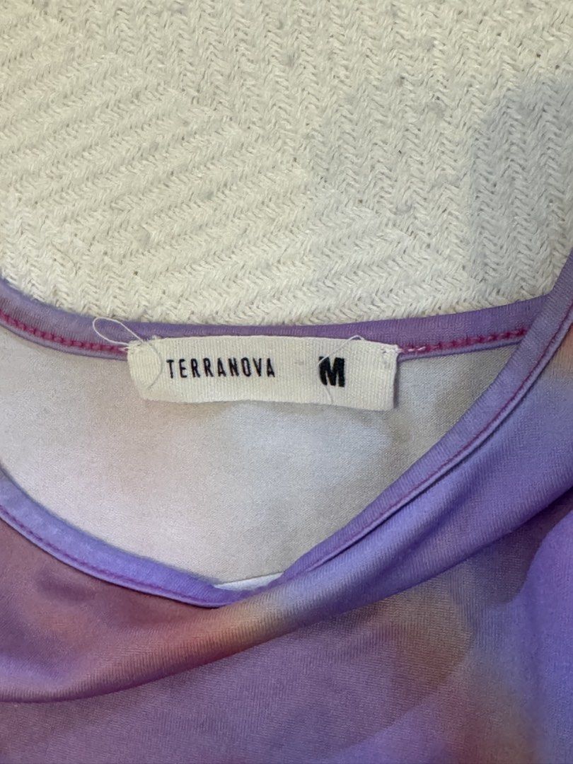 TERRANOVA Tie-Dye Ruched Tank Top Size M (Category: Sleeveless) located in Abucay. Submitted by eripami (Listing ID 1459603145, Image 2). Description: - Terranova tie-dye tank top - Vibrant pink, purple, and orange colorway - Ruched side detail with adjustable drawstring - Estimated size: Medium - Ideal for casual wear or layering.