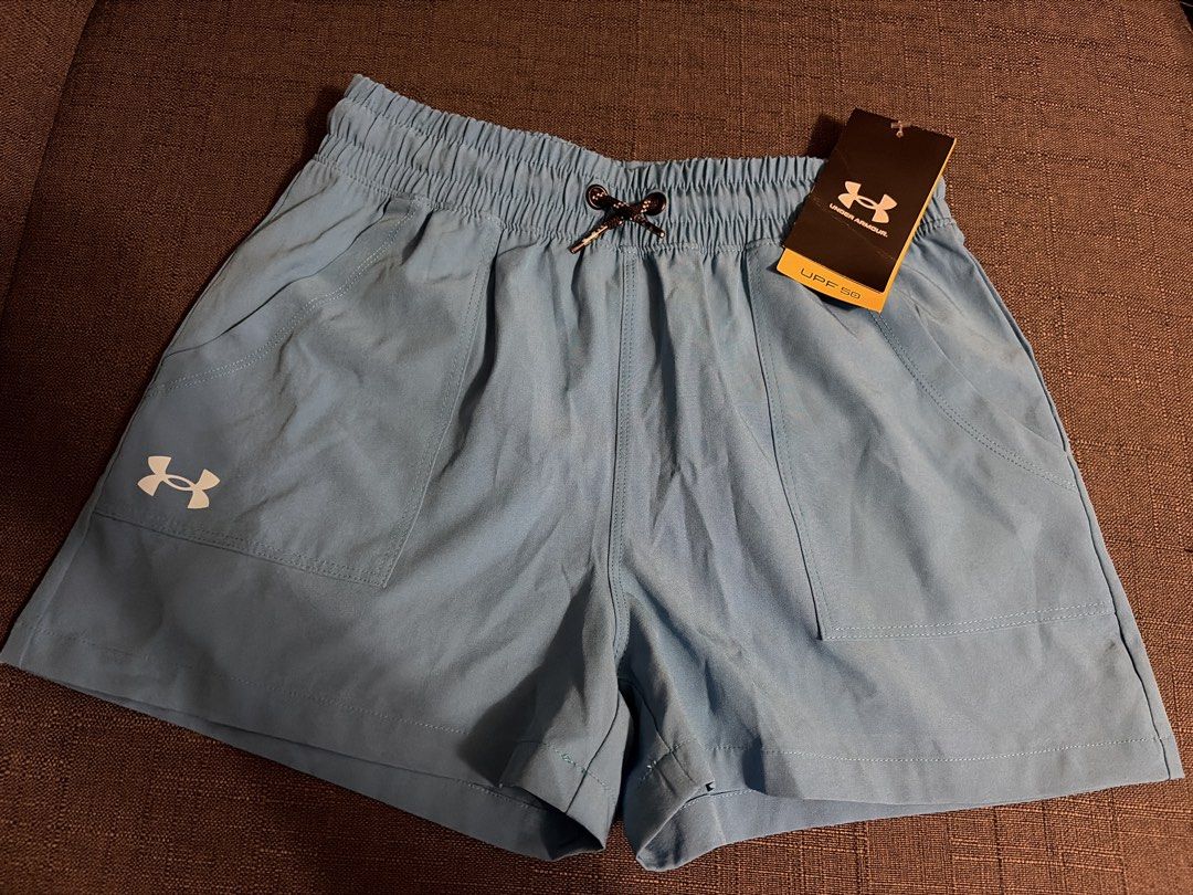 Under Armour UPF 50 Blue Athletic Shorts (Category: Babies & Kids Fashion) located in Quezon City. Submitted by loca93 (Listing ID 1459681022, Image 1). Description: - Brand new light blue Under Armour shorts - Elastic waistband with drawstring - Two front pockets - UPF 50 sun protection - Ideal for sports and casual wear - Tags attached.