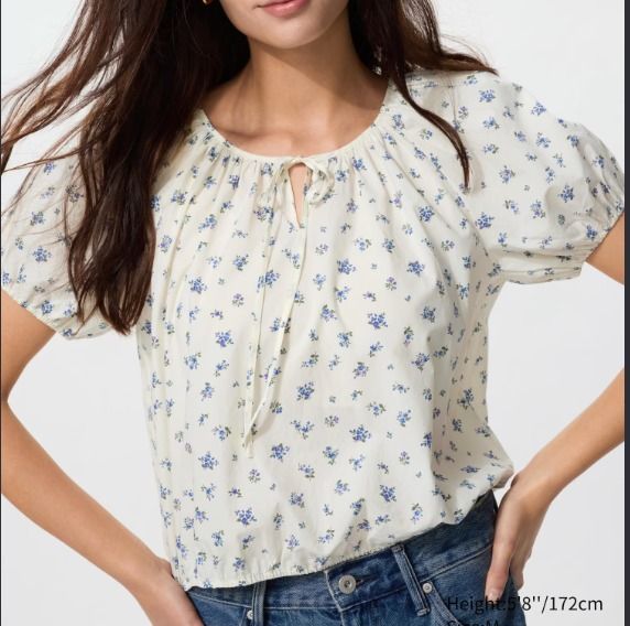 Uniqlo Floral Blouse (Category: Blouses) located in Makati City. Submitted by sabmi (Listing ID 1441253540, Image 1). Description: Cute summer top, can adjust ties in front Never worn, just washed .