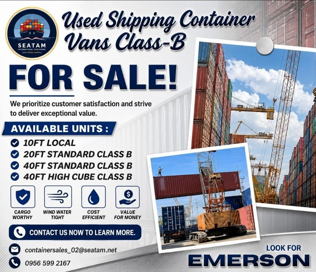 USED SHIPPING CONTAINER VANS FOR SALE (Category: Construction & Building Materials) located in San Jose del Monte. Submitted by seatam_emerson (Listing ID 1459573468, Image 1). Description: USED SHIPPING CONTAINER VANS FOR SALE.