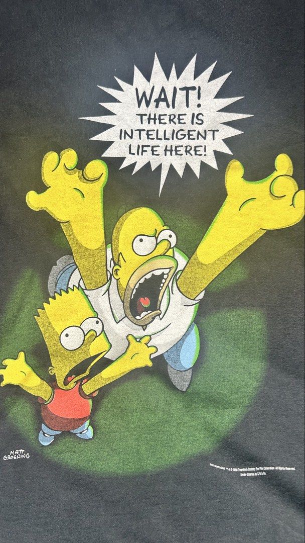 Vintage 1998 Simpsons - Intelligent Life (Category: Tshirts & Polo Shirts ) located in Batangas. Submitted by get.looted (Listing ID 1459621855, Image 2). Description: Vintage 1998 Homer and Bart Simpson - Wait there is intelligent life here Like New 22.5x29.5 Tultex on tag .