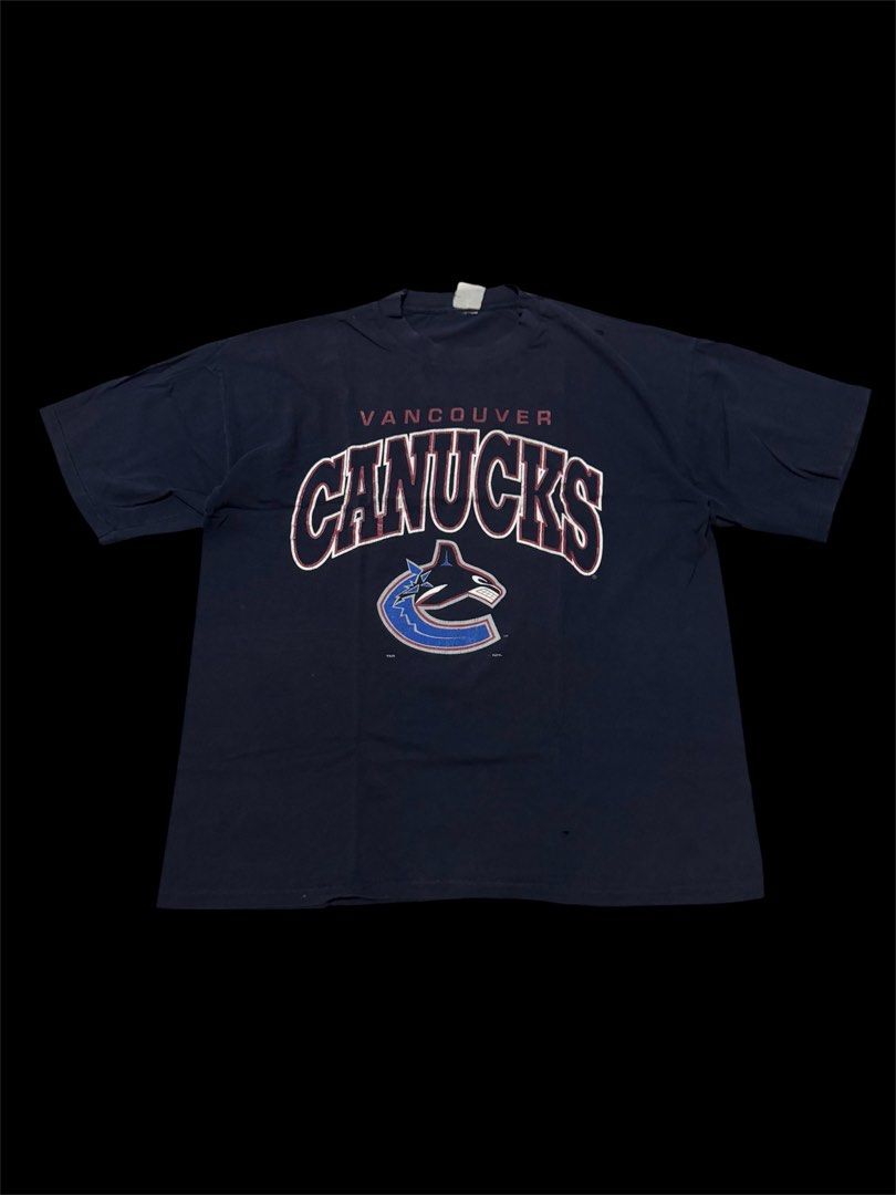 Vintage NHL Vancouver Canucks (Category: Tshirts & Polo Shirts ) located in Las Pinas. Submitted by thrftmnl. (Listing ID 1459538546, Image 1). Description: Vtg NHL Vancouver Canucks Single stitch Size: XL Dimes Width: 23.5 Length: 28 Issue: distressed neck and 2 pinhole .