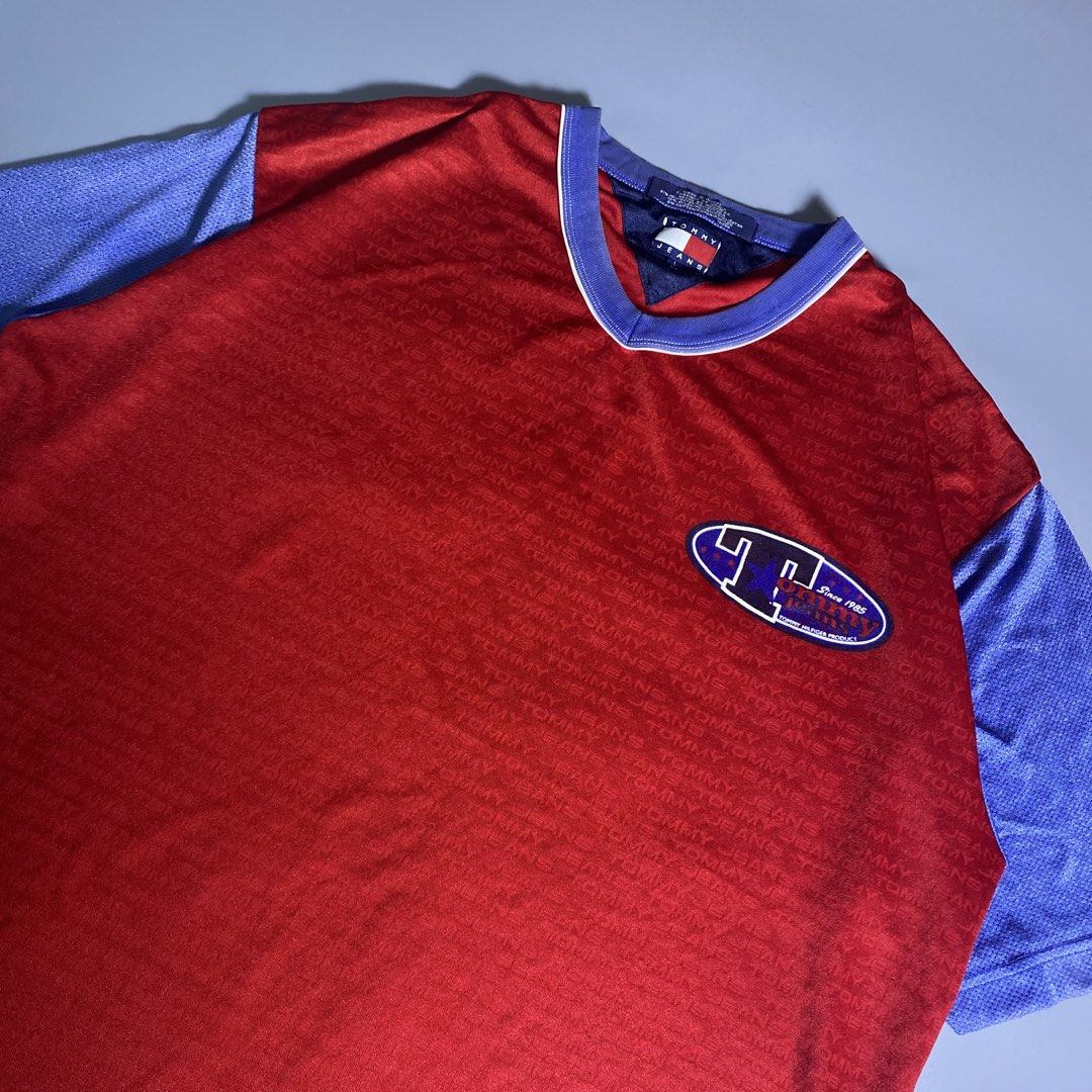Vintage Tommy Jeans Mesh Jersey Tee (Category: Tshirts & Polo Shirts ) located in Manila. Submitted by knives.finds (Listing ID 1459676766, Image 2). Description: Tommy 25 x 29 Issue: Neck Fadings, Slightly Runs (Unnoticeable) 600 Free Shipping .