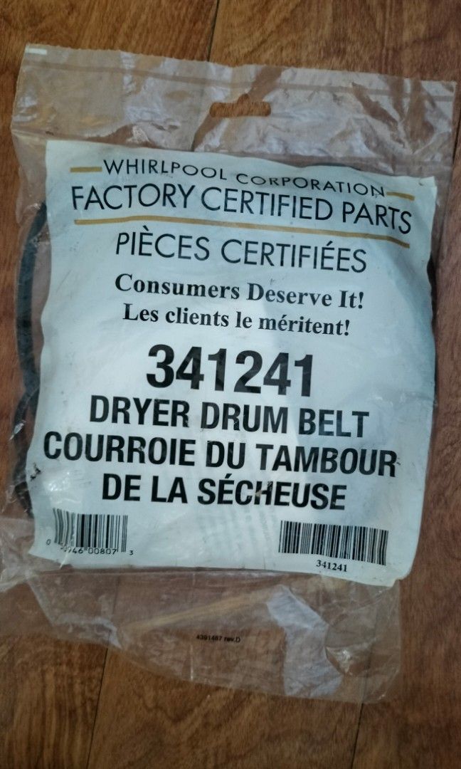 Whirlpool dryer drum belt (Category: Looking For) located in Cavite. Submitted by purple_box (Listing ID 1459544723, Image 1). Description: Original whirlpool dryer drum belt- 341241. Unused and sealed..