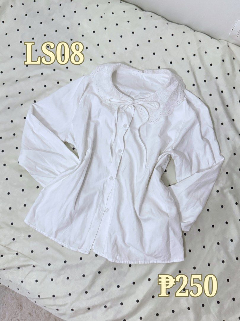 WHITE LONG SLEEVE PETERPAN COLLAR (SIZE S-M) (Category: Longsleeves) located in Manila. Submitted by keiibee (Listing ID 1459631390, Image 1). Description: ꒰ PRE-LOVED CLOTHES ꒱ All items are pre-loved, so please manage your expectations. ♡ ✶ I will send actual videos and close-up shots so you can check the overall condition of the item before purchasing. ✶ Please note that pre-loved items may have minor signs of use. Any noticeable flaws will be