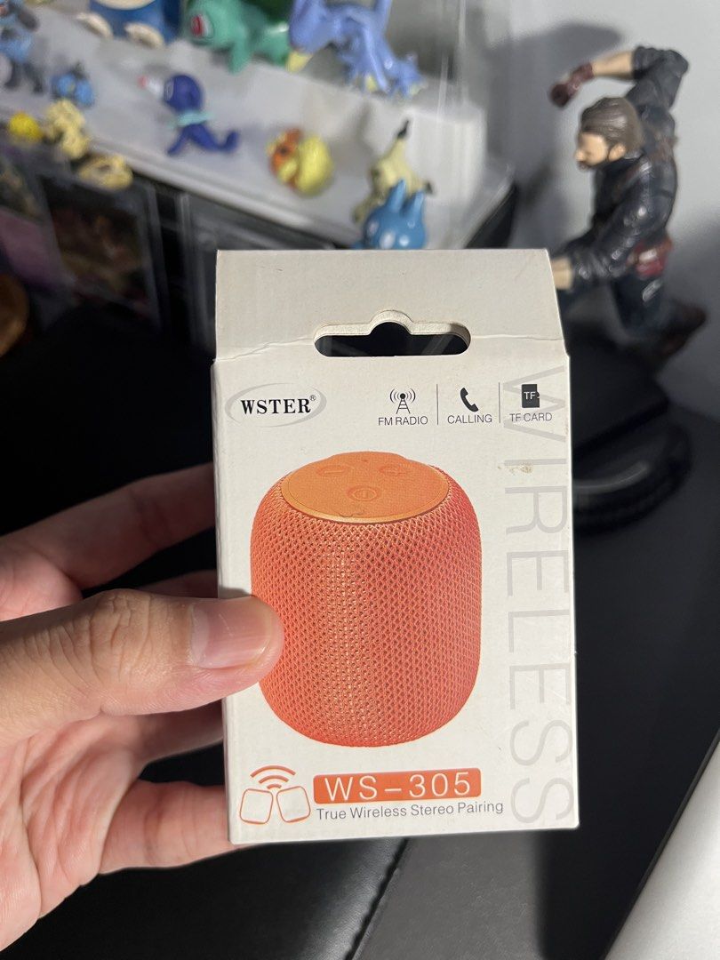 WSTER WS-305 True Wireless Stereo Pairing Bluetooth Speaker (Category: Soundbars, Speakers & Amplifiers) located in Cebu City. Submitted by downthelineph (Listing ID 1459615563, Image 1). Description: - Orange WSTER WS-305 Speaker - Bluetooth 5.0 with up to 10m range - Supports FM Radio - TF Card Slot for music playback - Hands-free Calling function - Wireless Stereo Pairing (up to 3m) - 5W Rated Power - Input: 5V=500mA - Includes Charging Cable 