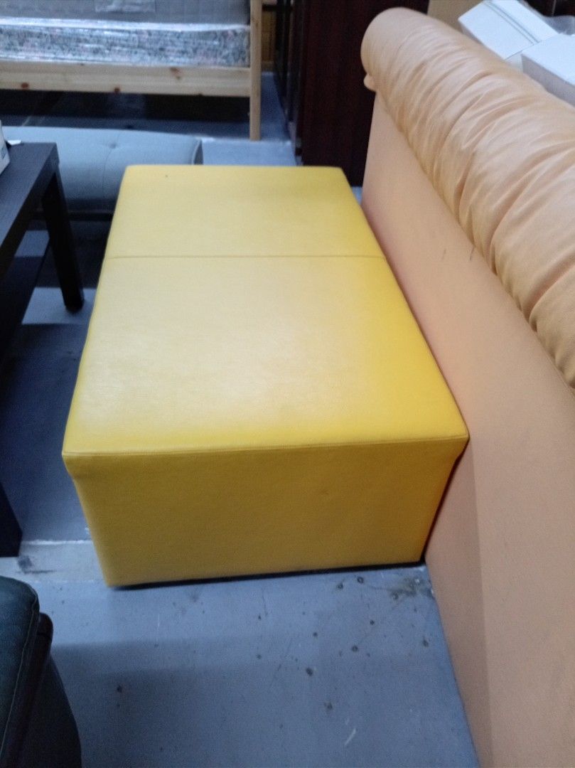 Yellow Rectangular Ottoman Footstool (Category: Chairs) located in Manila. Submitted by keenhorse.30d35c (Listing ID 1459584717, Image 1). Description: - Bright yellow rectangular ottoman - Clean, modern design - Versatile: use as a footstool or extra seating - Upholstered in durable material.