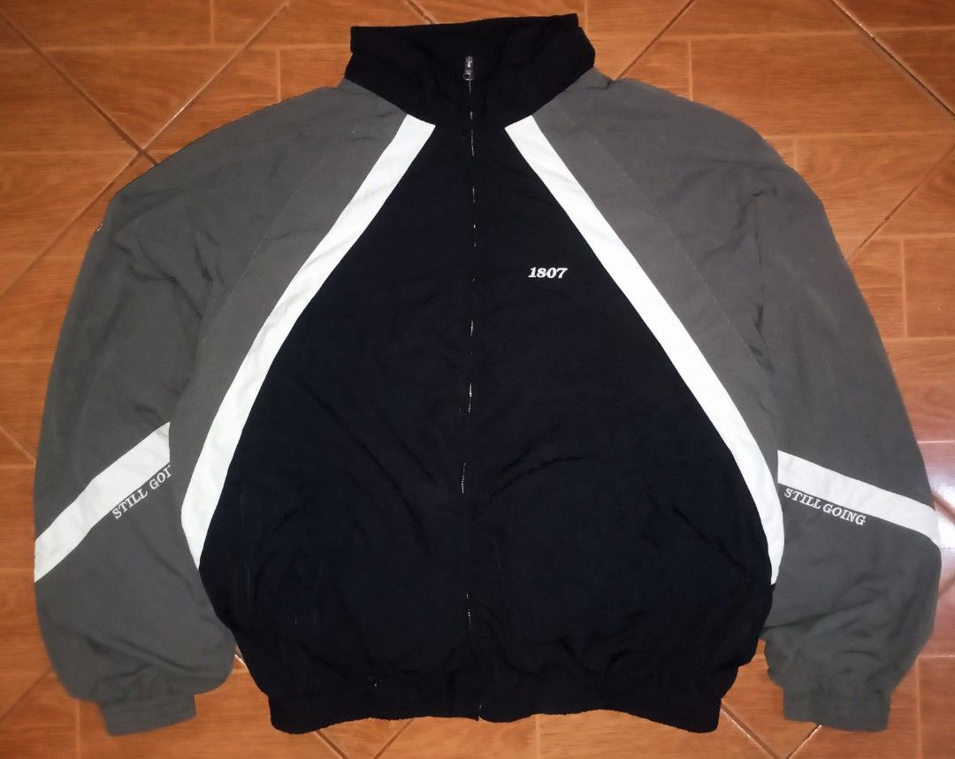 1807 Split Contrast Embroidery Nylon Track Jacket (Category: Coats, Jackets and Outerwear) located in Manila. Submitted by kenny200024 (Listing ID 1459734192, Image 2). Description: 1807 Split Contrast Embroidery Nylon Track Jacket - size medium - actual dimension width 27 | length 27 | Sleeve 31.5 - excellent condition - DM will send you other detail pics.