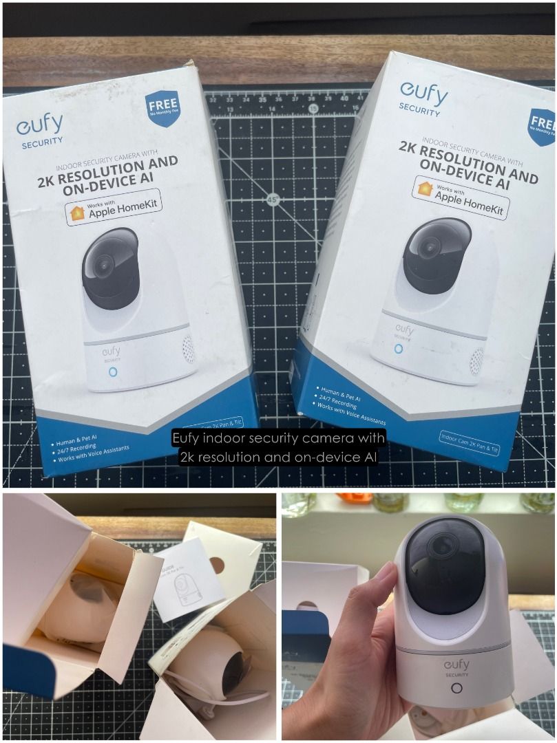 2 x Eufy indoor security camera with 2k resolution and on-device AI (Category: Security Systems & CCTV Cameras) located in Manila. Submitted by designlab2014 (Listing ID 1459766672, Image 1). Description: - Two (2) Brand New Eufy Indoor Security Cameras - Crystal Clear 2K Resolution - On-Device AI for Smarter Detection - Apple HomeKit Compatible - Easy Setup and User-Friendly - Ideal for Indoor Home Monitoring.