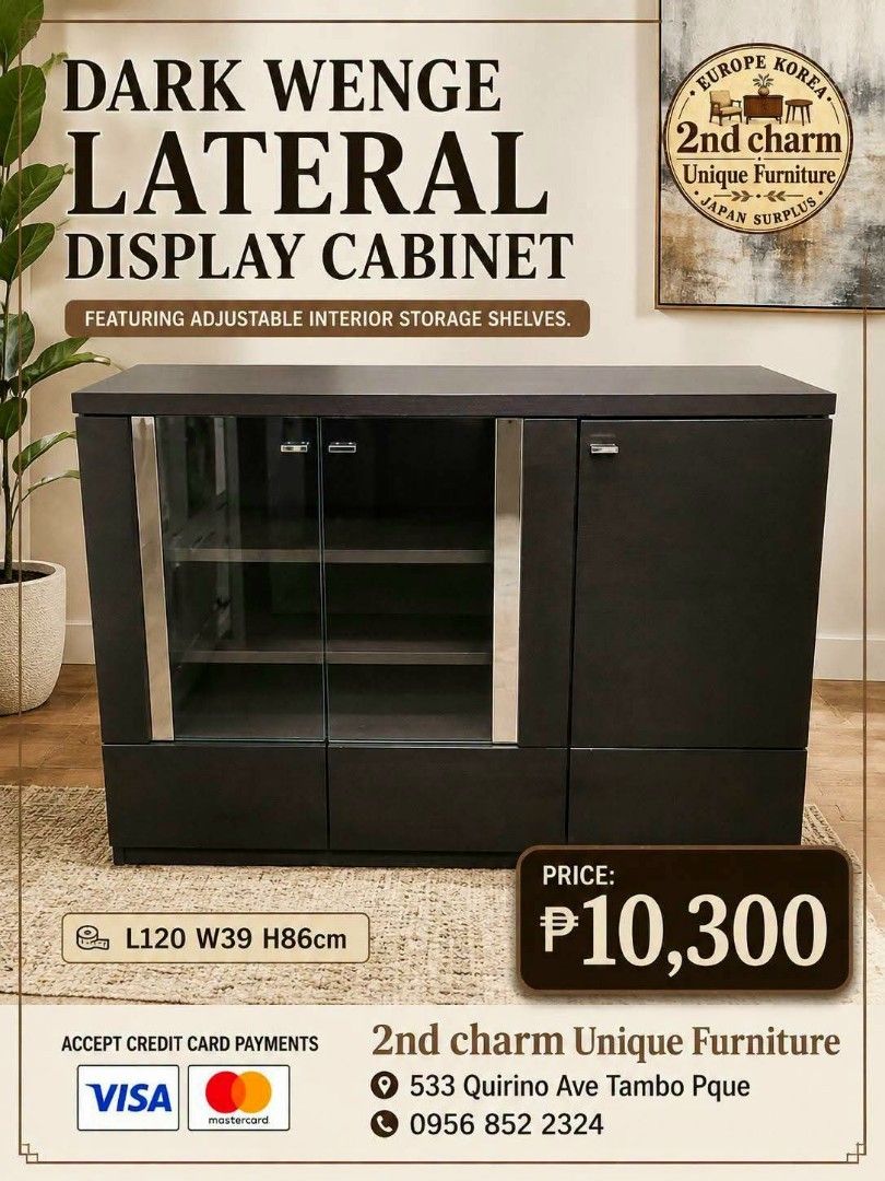 2nd hand buffet glass display cabinet | adjustable shelves (Category: Shelves, Cabinets & Racks) located in Paranaque City. Submitted by feybelhaft (Listing ID 1459834573, Image 2). Description: 💳 𝐌𝐨𝐝𝐞 𝐨𝐟 𝐏𝐚𝐲𝐦𝐞𝐧𝐭 ✅ QR Ph Credit Card (Visa/MC) ️️✅️ QR Ph SP@yL@ter (Sh0pee) ✅️ GCash ✅ BDO Bank Transfer ✅ BPI Bank Transfer 📍 𝙋𝙖𝙮𝙢𝙚𝙣𝙩 𝙞𝙨 𝙢𝙖𝙙𝙚 𝙪𝙥𝙤𝙣 𝙥𝙞𝙘𝙠-𝙪𝙥 𝙛𝙧𝙤𝙢 𝙪𝙨..