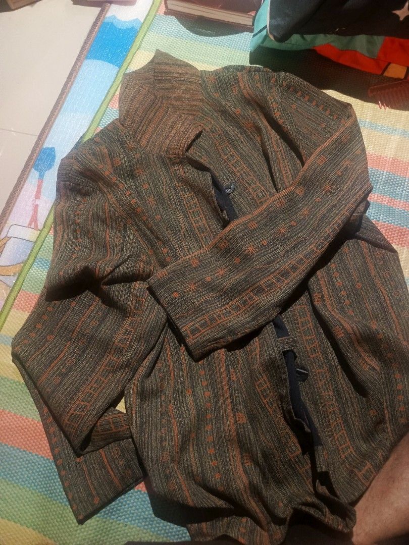 🧥 MISSHA Brown Woven-Pattern Blazer / Jacket (Category: Coats, Jackets and Outerwear) located in Aparri. Submitted by jackdeclutter1111 (Listing ID 1459860008, Image 1). Description: ✨ Item Details - Brand: MISSHA (Korean fashion brand — stylish, quality pieces!) ​ - Type: Open-front Blazer / Lightweight Jacket ​ - Color: Earthy Brown & Olive base with warm Orange/Rust woven geometric pattern — unique ethnic/boho vibe ​ - Material: Soft, texture