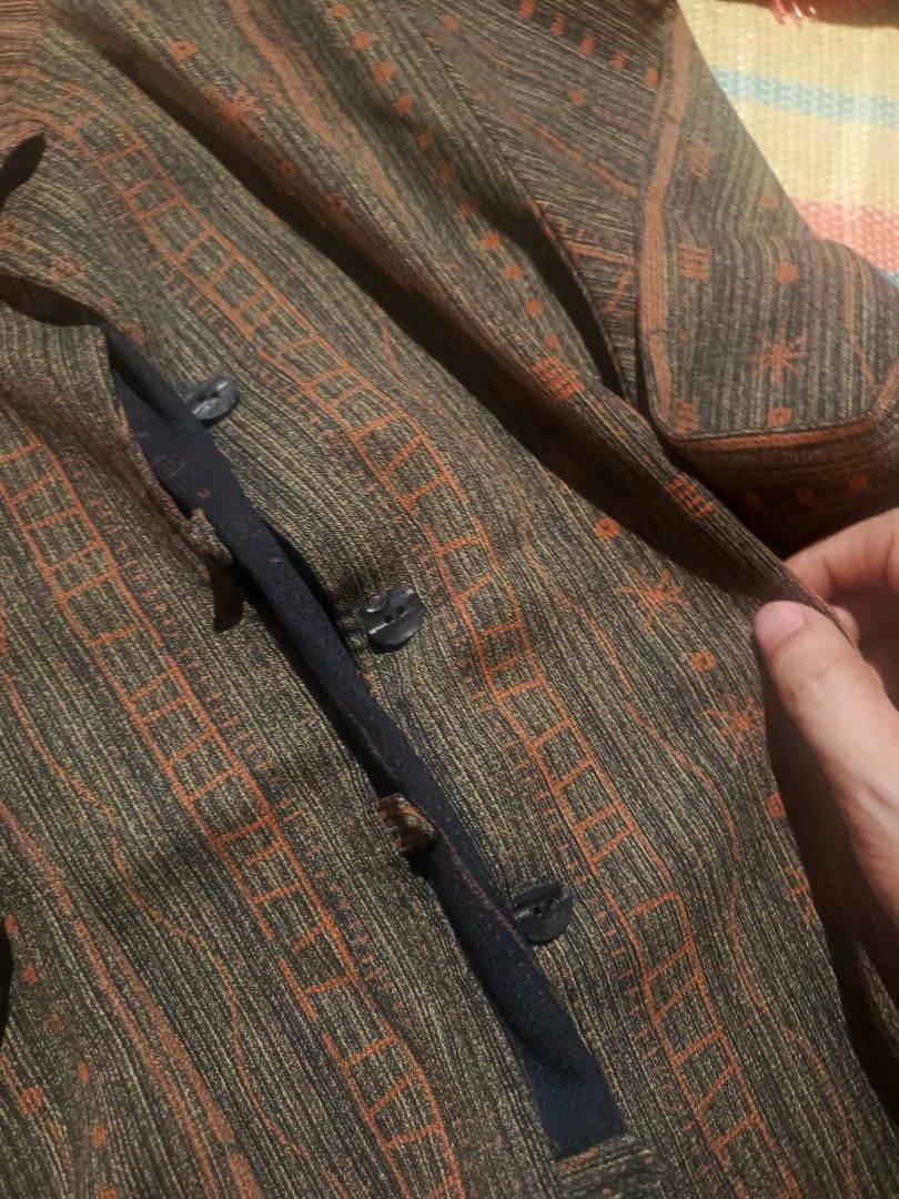 🧥 MISSHA Brown Woven-Pattern Blazer / Jacket (Category: Coats, Jackets and Outerwear) located in Aparri. Submitted by jackdeclutter1111 (Listing ID 1459860008, Image 2). Description: ✨ Item Details - Brand: MISSHA (Korean fashion brand — stylish, quality pieces!) ​ - Type: Open-front Blazer / Lightweight Jacket ​ - Color: Earthy Brown & Olive base with warm Orange/Rust woven geometric pattern — unique ethnic/boho vibe ​ - Material: Soft, texture