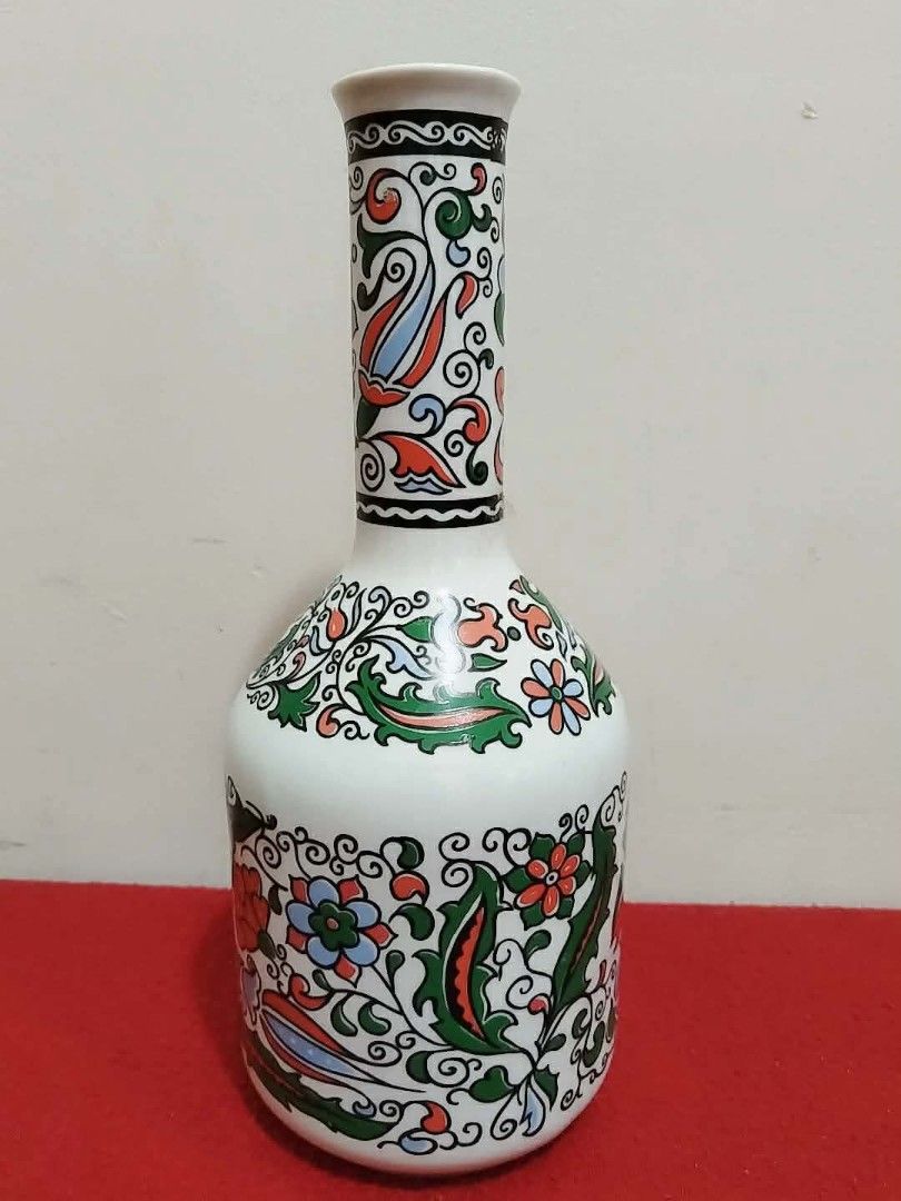 🏷️ Vintage Vase METAXA (Category: Other Home Decor) located in Manila. Submitted by seige_thrift (Listing ID 1459706548, Image 1). Description: 🏷️ Vintage Metaxa Greece Hand-Painted Porcelain Decanter — 10" — V1 🇬🇷 EXQUISITE VINTAGE METAXA GREECE — Hand-Made Porcelain Decanter Bottle — 10 Inches Tall! V1 🎨 STUNNING HAND-PAINTED MEDITERRANEAN FOLK ART — Vibrant Floral & Scroll Design in Rich Green, Red, Blue & Black on Glossy White! ✨ Intrica