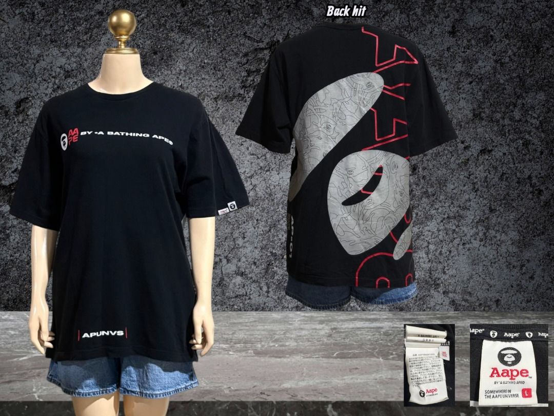 A Bathing Ape BAPE Tee Black Back Print (Category: Tshirts & Polo Shirts ) located in Caloocan City. Submitted by swiftwind.e70e61 (Listing ID 1459763160, Image 1). Description: - Authentic Black BAPE T-Shirt - Size: Large (L) - Iconic BAPE logo and text on the front - Large, eye-catching graphic on the back - Includes original packaging - Original receipt available - Great, well-maintained condition.