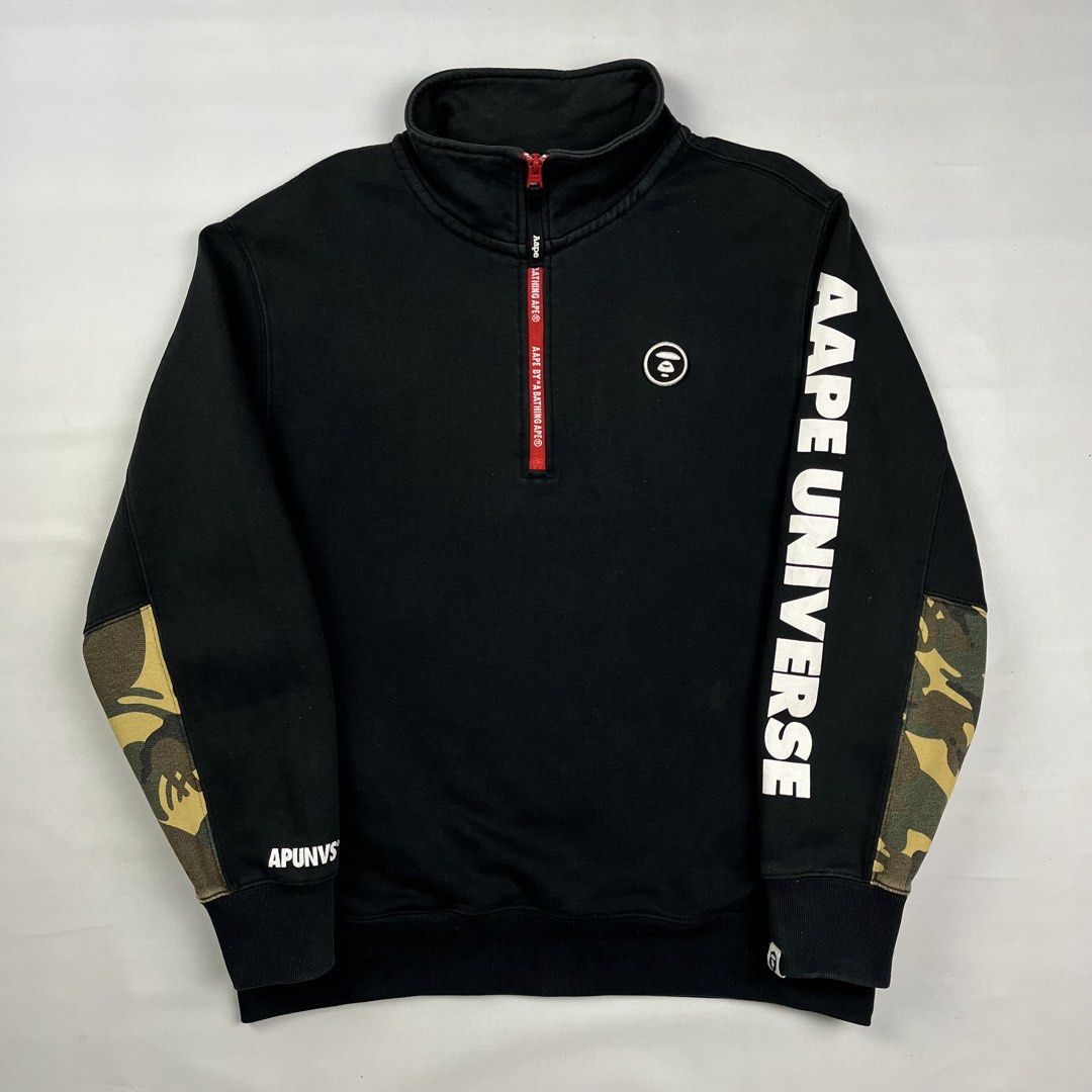 Aape by A Bathing Ape Quarter Zip Jacket (Category: Coats, Jackets and Outerwear) located in Puerto Princesa. Submitted by paradise5300 (Listing ID 1459733005, Image 1). Description: Aape by A Bathing Ape Quarter Zip Jacket Tagged Size: Small / best fit Large Dimensions Inches length: 27.5 Inches width: 23 Condition: Very good Color rate: 8.8 Flaws: Minor signs of usage 1,399 shipping fee is not yet included. .