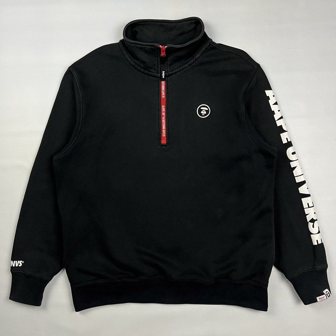 Aape by A Bathing Ape Quarter Zip Jacket (Category: Coats, Jackets and Outerwear) located in Puerto Princesa. Submitted by paradise5300 (Listing ID 1459733005, Image 2). Description: Aape by A Bathing Ape Quarter Zip Jacket Tagged Size: Small / best fit Large Dimensions Inches length: 27.5 Inches width: 23 Condition: Very good Color rate: 8.8 Flaws: Minor signs of usage 1,399 shipping fee is not yet included. .