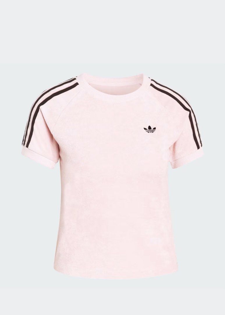 Adidas 三間毛巾料短袖Tee 粉紅色 （分類：T-shirt）位於 Hong Kong。 由 gnehch 提交（商品編號 1459729190，圖片 1）。簡介： 原價$359 買 因彈性不大覺得有少少窄 本人155cm 48kg 全新。