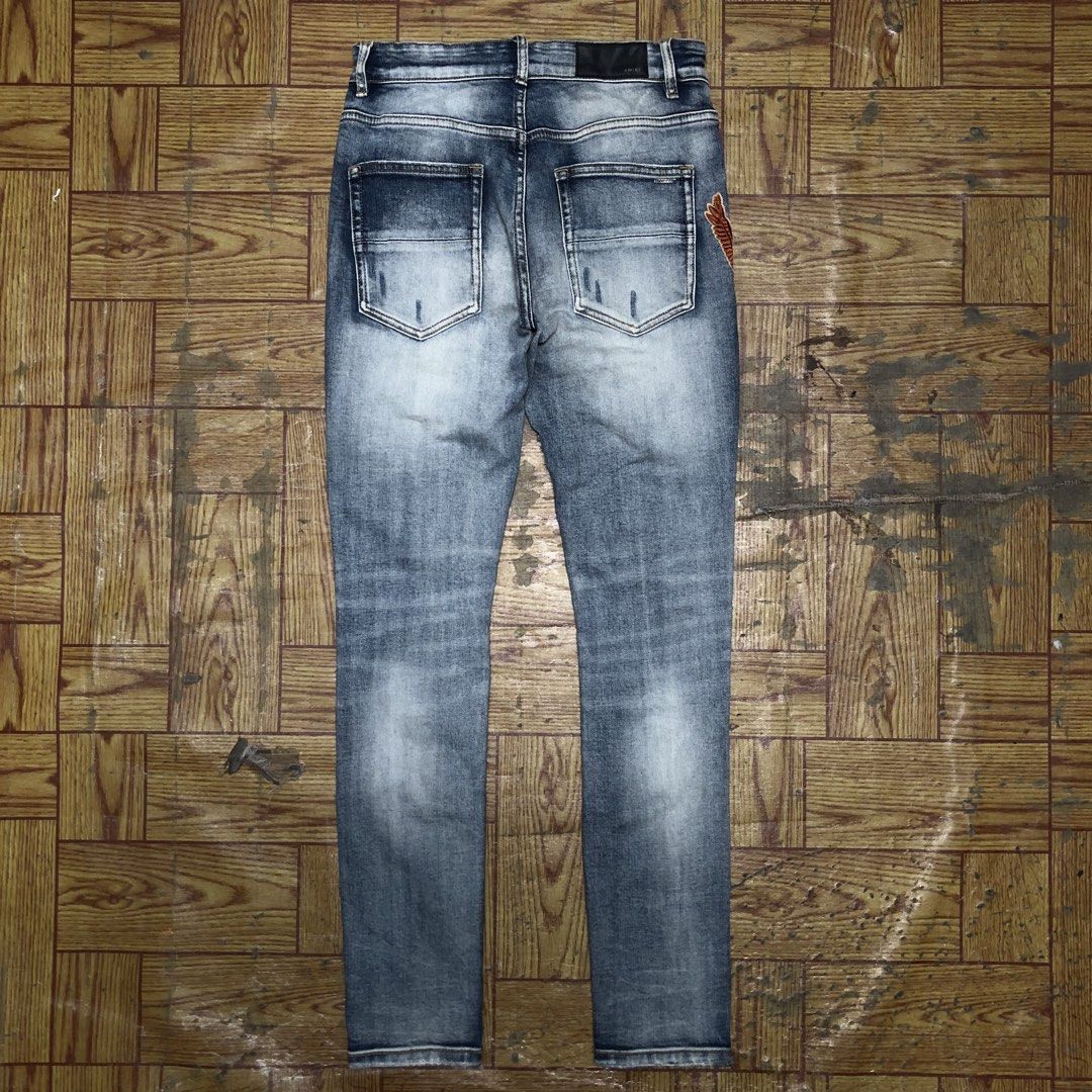 AMIRI MULTI PATCH BIKER JEANS (Category: Jeans) located in Dasmarinas. Submitted by cornyxmessy (Listing ID 1459779492, Image 2). Description: waist - 30 to 32 length - 41.