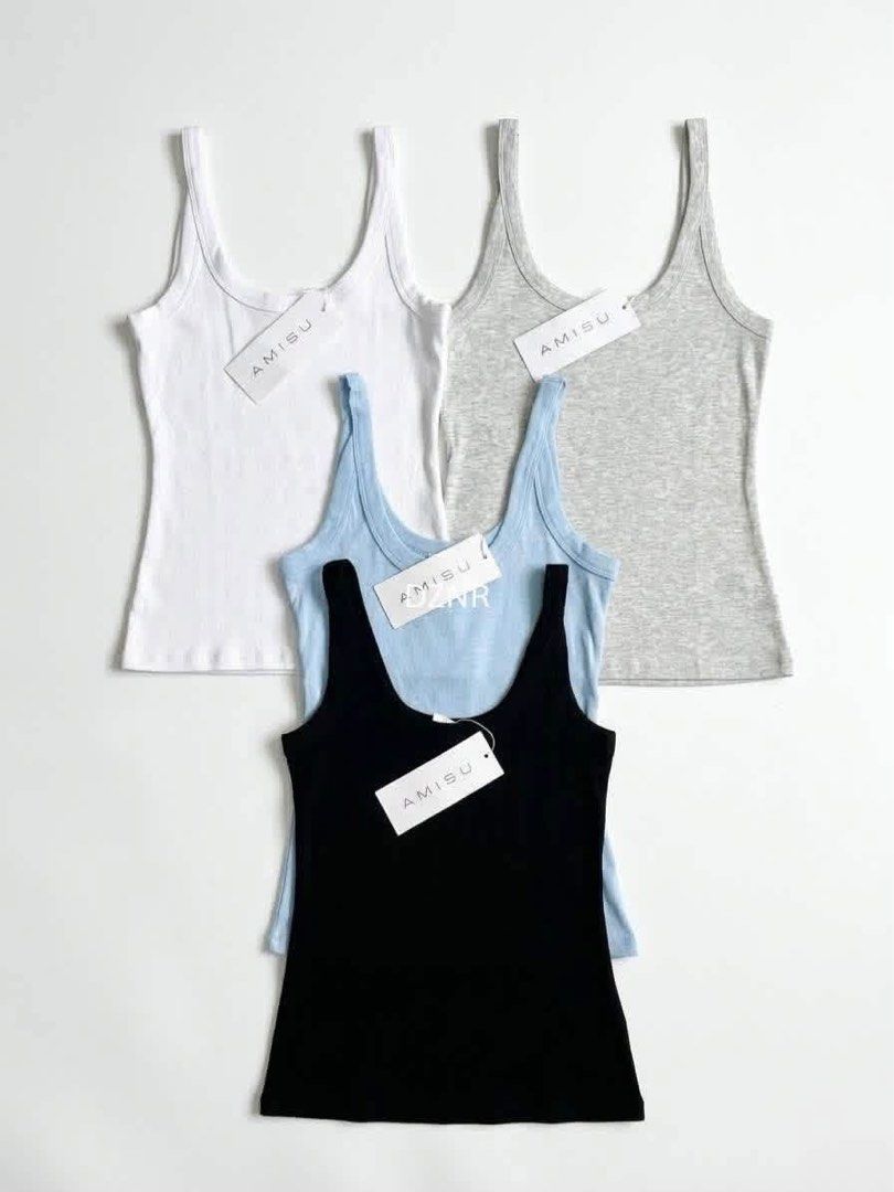 AMISU Basic Ribbed Tank Tops (Category: Sleeveless) located in Abucay. Submitted by itskylieeee_ (Listing ID 1459822689, Image 2). Description: all colors are available, just message me for the available size over • runs 100% cotton perfect for lounge wear.