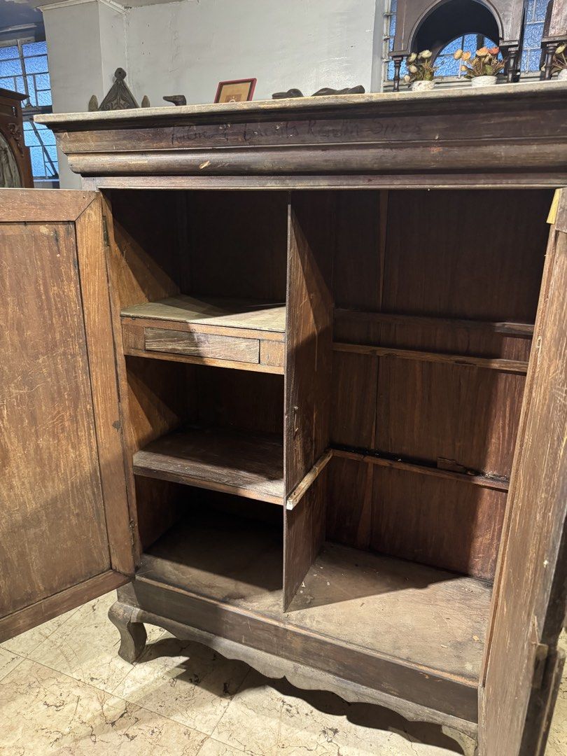 Antique 1920s Narra Cabinet Comoda (Category: Shelves, Cabinets & Racks) located in Manila. Submitted by sinaunang_gamit (Listing ID 1459756517, Image 3). Description: Antique 1920s Narra Cabinet Comoda Height: 55 inches Length: 42 inches Width: 17 inches Original Patina ₱12k.