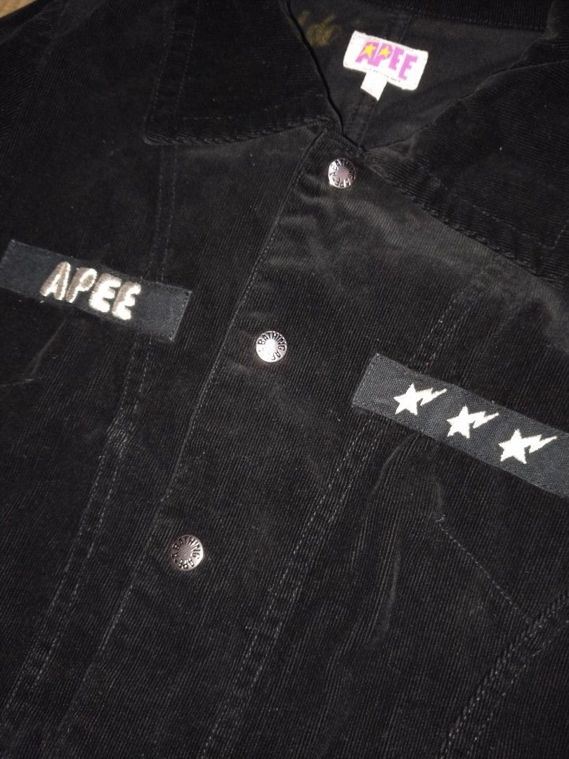 APEE by "A Bathing Ape" Corduroy Coat (Category: Coats, Jackets and Outerwear) located in Mandaue City. Submitted by chaseandchast (Listing ID 1459895651, Image 2). Description: APEE by "A Bathing Ape" Corduroy Coat Width - 19 Length - 34 Excellent to new condition No issue plus shipping fee.