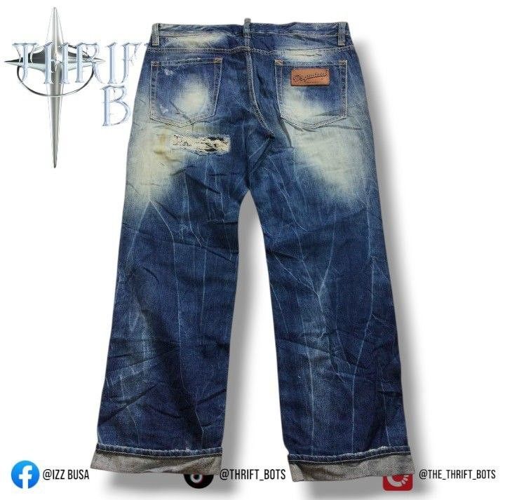 AUTHENTIC ARCHIVE Dsquared2 2010 Red Maple Leaf Patch Distressed Jeans (Made in Italy) (Category: Jeans) located in Butuan. Submitted by the_thrift_bots_ (Listing ID 1459815617, Image 2). Description: - W36 L41 T13 H8.5 - DSQUARED2 Cool Guy Jeans - Blue wash with distressed details and rips - Button fly closure - Made in Italy - Size 42 (check measurements) - Bold statement jeans.