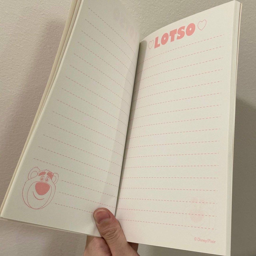 [Authentic] Disney Pixar Lotso Notebook Pink Bear Stationery Set (Category: Stationery & School Supplies) located in Quezon City. Submitted by brandedusagoodies (Listing ID 1459868756, Image 3). Description: Cute Disney Pixar Lotso notebook featuring the lovable pink bear from Toy Story 3. Features an adorable repeating Lotso character design with a matching pink and cream color scheme. Brand • Disney Pixar • Lotso • Toy Story Design • Lotso repe