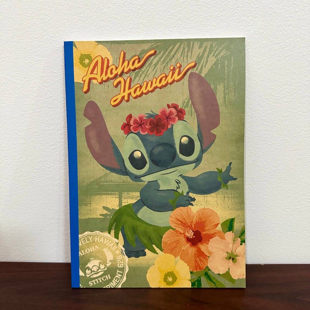 [Authentic] Disney Stitch Aloha Hawaii Notebook (Category: Stationery & School Supplies) located in Quezon City. Submitted by brandedusagoodies (Listing ID 1459868210, Image 1). Description: Cute Disney Stitch notebook featuring a vintage-inspired Aloha Hawaii design with Stitch wearing a grass skirt and flower lei. Great for journaling, notes, school, work, or collecting. Brand • Disney • Stitch • Disney Pixar Design • Stitch Aloha Hawaii • Trop