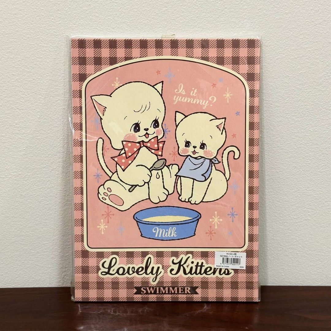 [Authentic] Lovely Kittens Swimmer Notebook Pink Gingham Cat Design (Category: Stationery & School Supplies) located in Quezon City. Submitted by brandedusagoodies (Listing ID 1459869909, Image 1). Description: Cute Lovely Kittens notebook featuring an adorable vintage-style kitten design with a pink gingham pattern, milk bowl, and soft pastel colors. Perfect for journaling, writing notes, school, work, or collection. Brand • Lovely Kittens • Swi