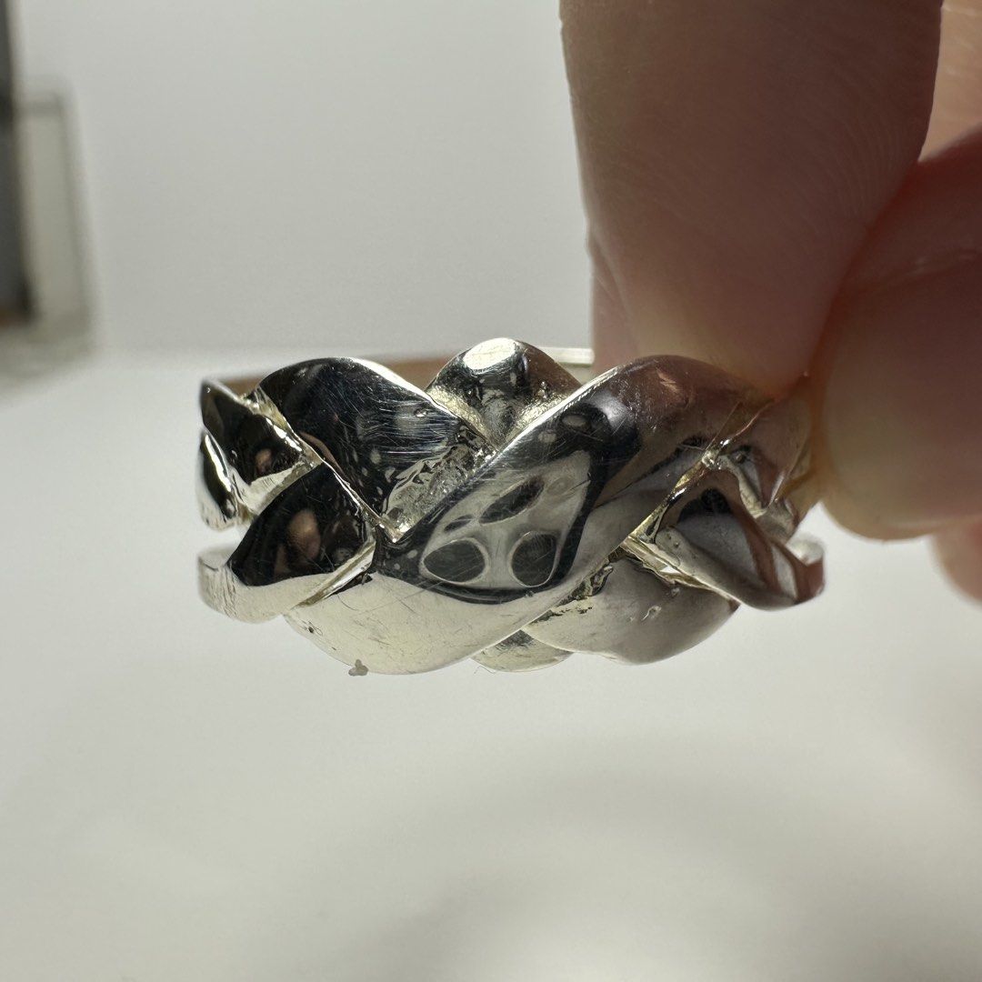 authentic silver puzzle ring 3.9g (Category: Rings) located in Pakil. Submitted by primrosehearts (Listing ID 1459789308, Image 2). Description: authentic 925 italy silver without stamping hypoallergenic size: 3.9g grams: 12.