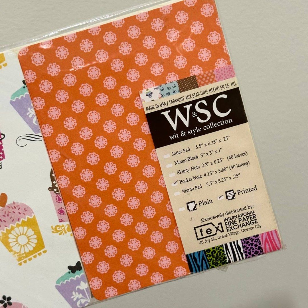 [Authentic] W&S Cupcake Pattern Jotter Pad Memo Pad Stationery Set (Category: Stationery & School Supplies) located in Quezon City. Submitted by brandedusagoodies (Listing ID 1459877107, Image 3). Description: Cute vintage-style W&S wit & style collection stationery set featuring colorful cupcake designs and a coordinating orange floral pattern. Brand • W&S wit & style collection • International Fine Paper Exchange Design • Cupcake pattern • Oran