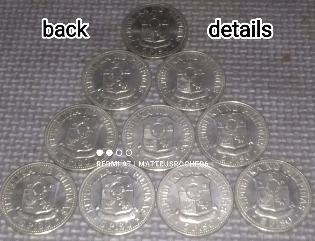 Bagong Lipunan Coins (Category: Currency) located in Manila. Submitted by sandrtoys (Listing ID 1459748783, Image 2). Description: 10 Pieces Bagong Lipunan 1975 5 Peso Coins Php 5000.