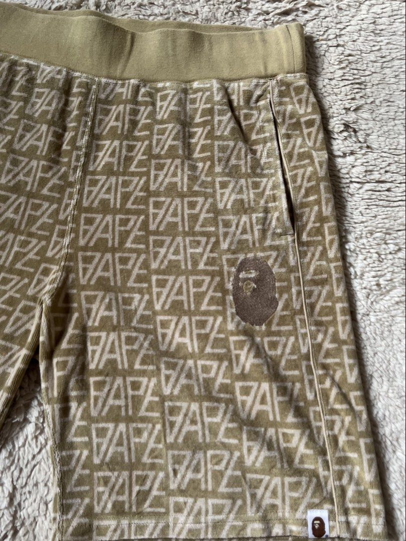 BAPE LOGO MONOGRAM VELOUR SHORT (Category: Shorts) located in Candelaria. Submitted by hiddengems.ph (Listing ID 1459728565, Image 2). Description: NO FLAW.