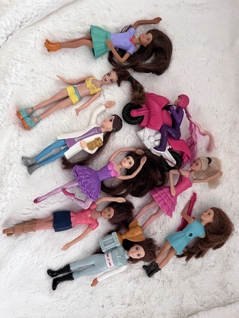 Barbie x Mcdonalds (Category: Kids Toys) located in Zamboanga. Submitted by wilthearey91043 (Listing ID 1459719317, Image 1). Description: - Bundle of assorted dolls and accessories - Includes a pink motorcycle with rider - Features a vet doll with a pet - Assorted fashion dolls with unique hairstyles and shoes - Great for imaginative and creative play.