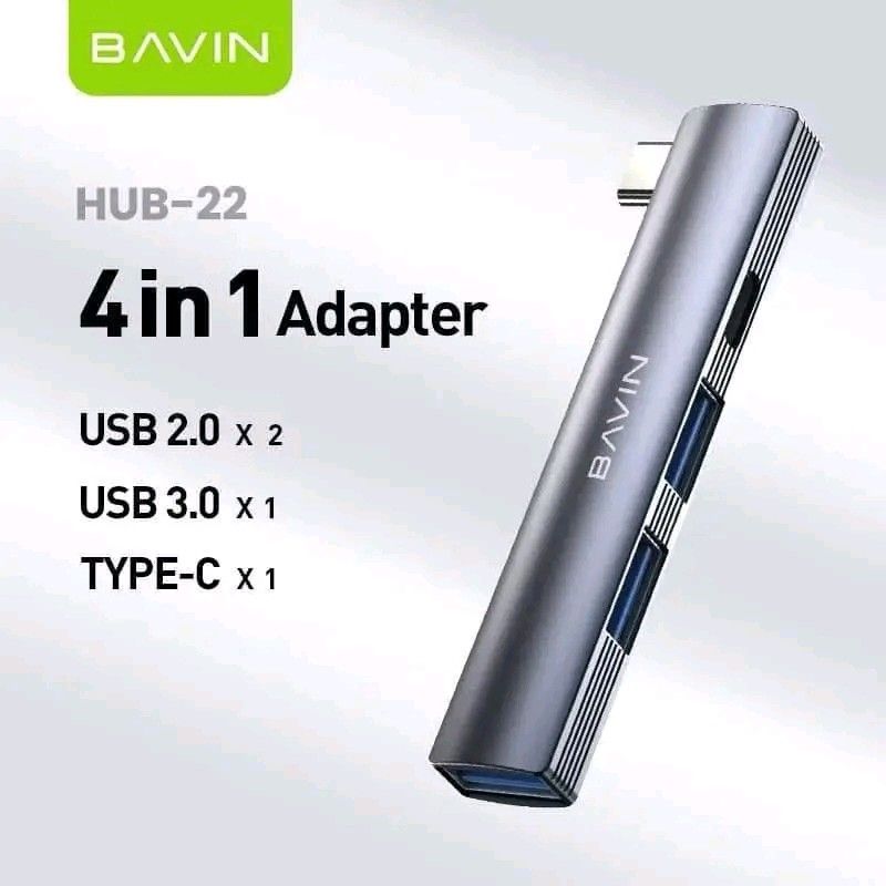 Bavin HUB-22 4-in-1 Type-C Docking Station Adapter (Category: Cables & Adaptors) located in Manila. Submitted by marvieobordo (Listing ID 1459859378, Image 3). Description: - Bavin 4-in-1 Adapter: Expand your device's connectivity. - Ports: 2x USB 2.0, 1x USB 3.0 (up to 5Gbps), 1x Type-C. - Versatile Use: Connect keyboards, mice, flash drives, and other peripherals. - Simultaneous Use: Supports all 4 ports at the same time. - Fast Data Transfer: 
