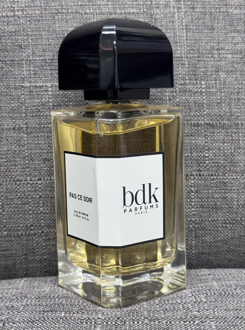 BDK Parfums Pas Ce Soir Eau de Parfum 100ml (Category: Fragrance & Deodorants) located in Manila. Submitted by ggbitonio (Listing ID 1459756774, Image 1). Description: If you want a fragrance that smells expensive, fruity, and undeniably sexy, Pas Ce Soir is an easy recommendation. It opens with a gorgeous juicy, slightly spicy fruitiness, then melts into a lush floral heart before settling into a warm, sensual sweetness. The standout is that add