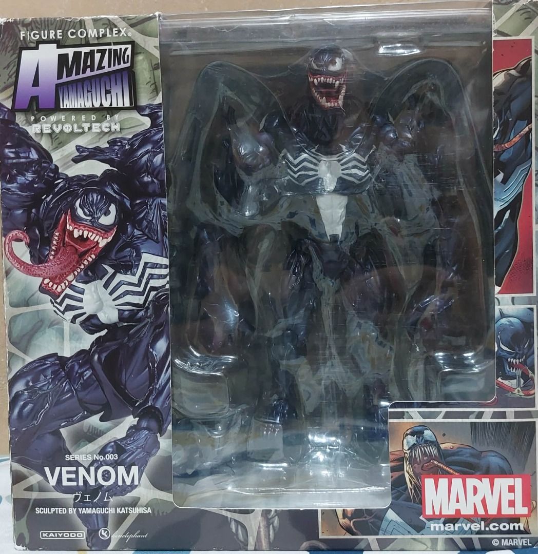 (BIB) Amazing Yamaguchi Revoltech Venom (Category: Figurines & Statues) located in Pasig City. Submitted by jeromedcabz (Listing ID 1459762742, Image 3). Description: -Authentic Revoltech Venom action figure. Still in great, highly poseable condition. -Issue: Missing 1 tongue and 1 small tentacle -Box is 7/10 condition (minor wear) -Price: ₱3,200 -Location: Pasig City -MOD: GCash, Maya, or Bank Transfer.
