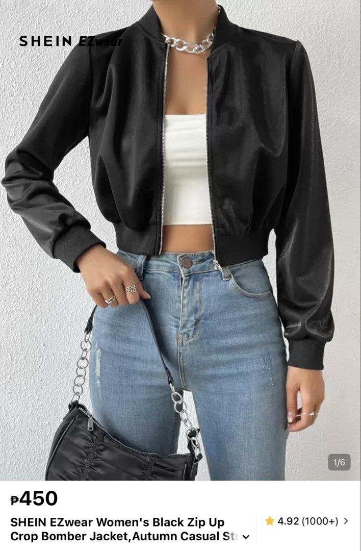Black croptop jacket (Category: Coats, Jackets and Outerwear) located in Manila. Submitted by katalbasbo63553 (Listing ID 1459877675, Image 3). Description: - twice used - perfect for jeans - black croptop jacket .