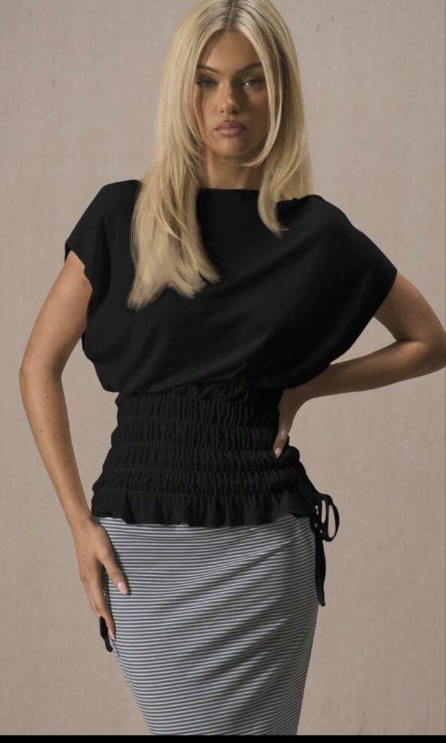 BLACK FITTED WAIST TIE SIDE JERSEY TOP (Category: Others Tops) located in Makati City. Submitted by champ4gnemami (Listing ID 1459740655, Image 3). Description: .