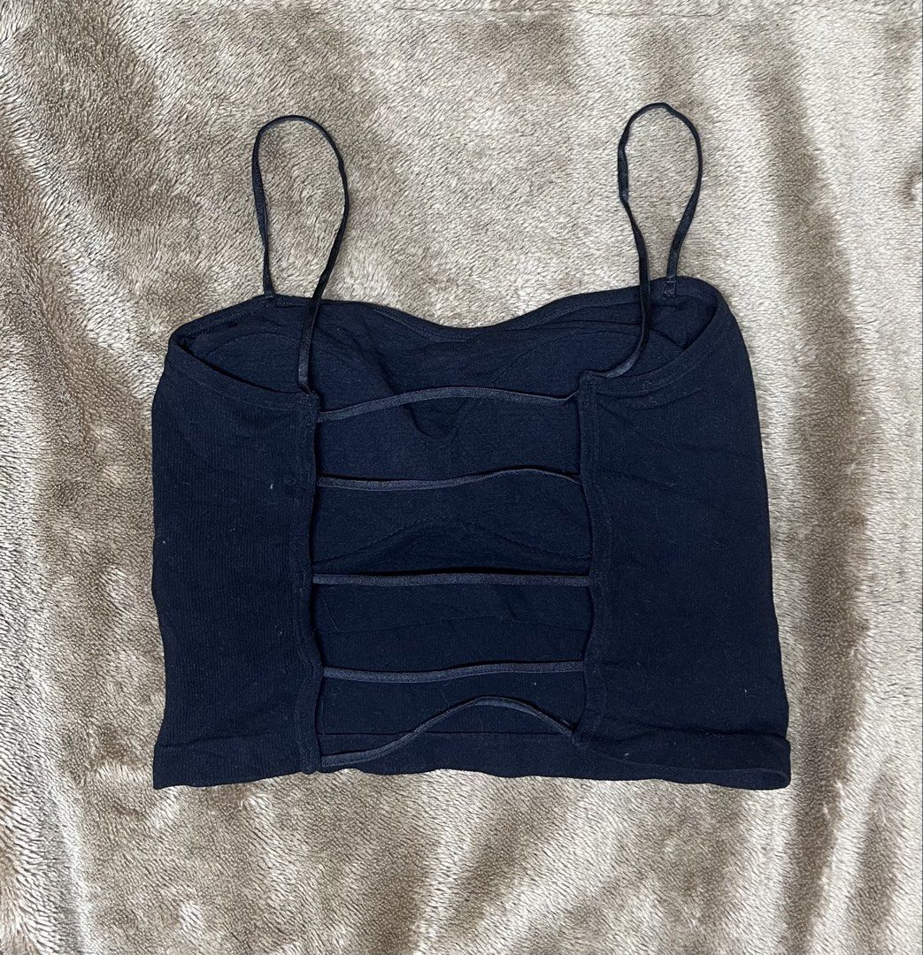 Black Ribbed Spaghetti Strap Crop Top with Cutout Back (Category: Others Tops) located in Cavite. Submitted by bellewii (Listing ID 1459847169, Image 2). Description: - Black ribbed crop top - Thin spaghetti straps - Sweetheart neckline - Strappy cutout detail on the back - Stretchy fabric for a comfortable fit - Ideal for layering or wearing alone - Pairs perfectly with high-waisted bottoms.