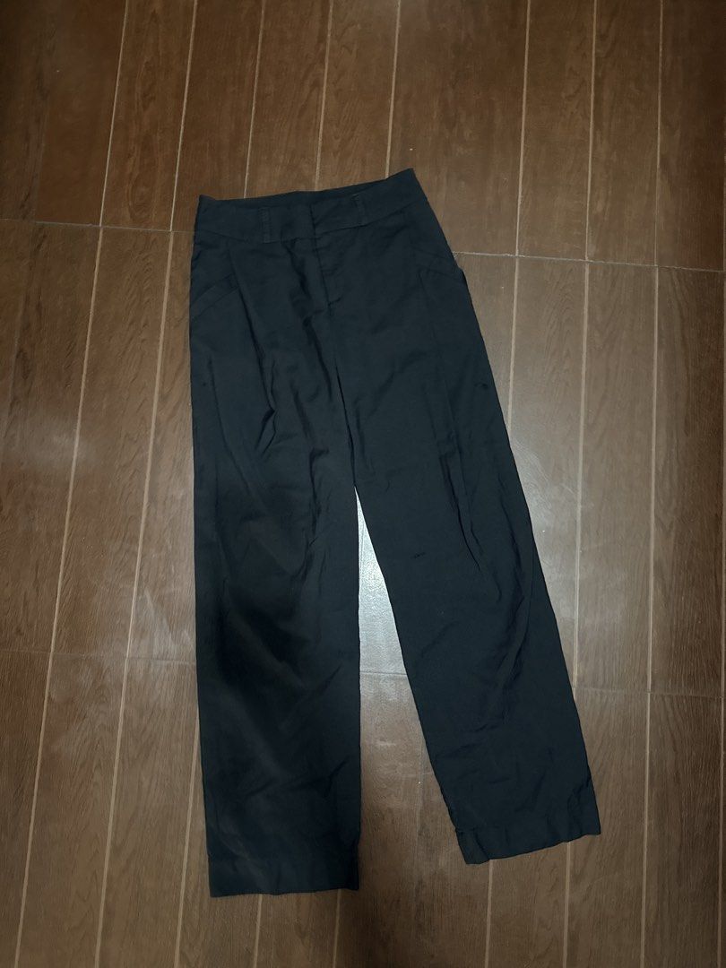 Black Wide Leg Trousers (Category: Other Bottoms) located in Antipolo. Submitted by pinkescee (Listing ID 1459755422, Image 2). Description: - will fit 24 to 25 waistline - originally size 8 but altered for up to 24-25” waistline - Stylish black straight cut trouser - Elegant front pleats - Functional pockets - Made from smooth, lightweight fabric - Versatile: dress up or down - A wardrobe essential!.