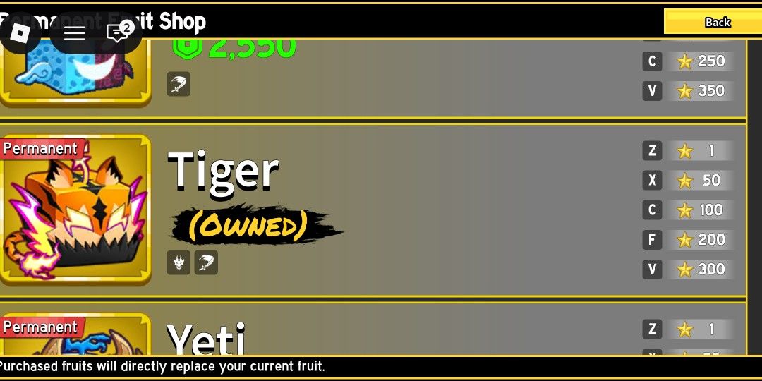 BLOXFRUITS ACCOUNT (LVL 1910) (Category: In-Game Products) located in Cavite. Submitted by sxierro (Listing ID 1459699410, Image 3). Description: LVL 1910 FRUIT STORAGE (X1) GAMEPASS: X2 MONEY X2 MASTERY PERMANENT TIGER DM FOR MORE INFO!!!.